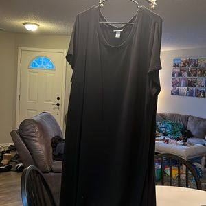 Ava Viv Solid Black Cotton Dress